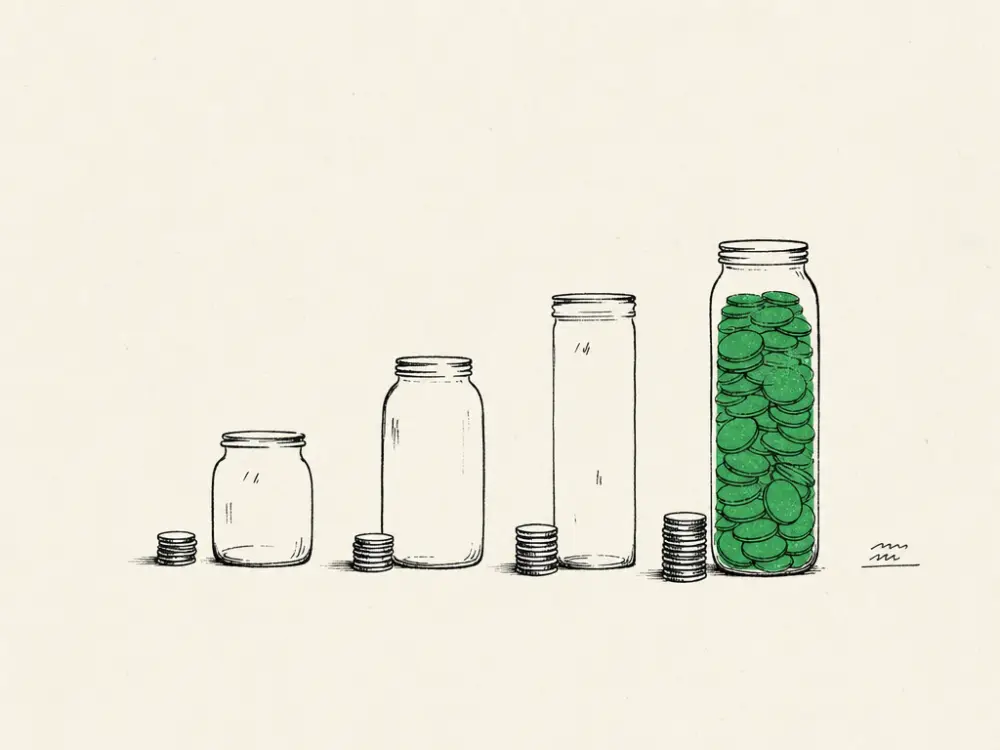 Hand-drawn editorial illustration accompanying the article titled What an Aesthetic Clinic Marketing Budget Should Look Like.