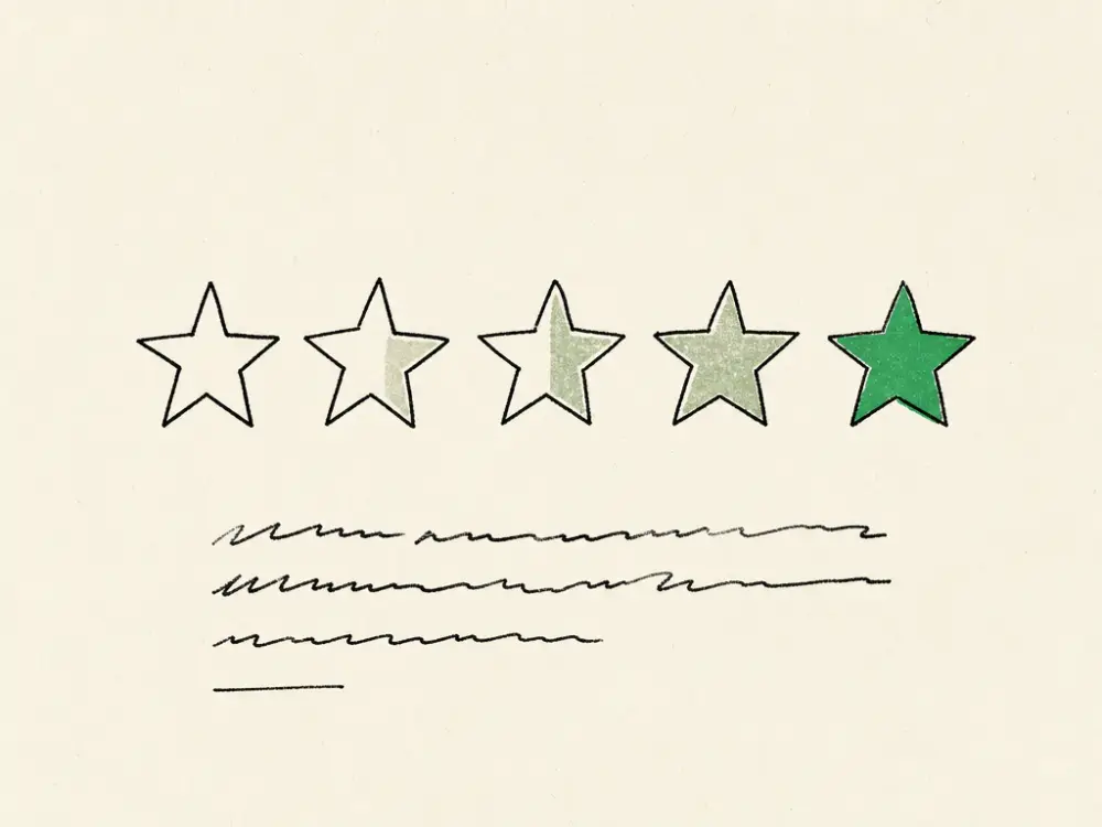 Hand-drawn editorial illustration accompanying the article titled Aesthetic Clinic Reviews: Better Than Any Ad You'll Run.