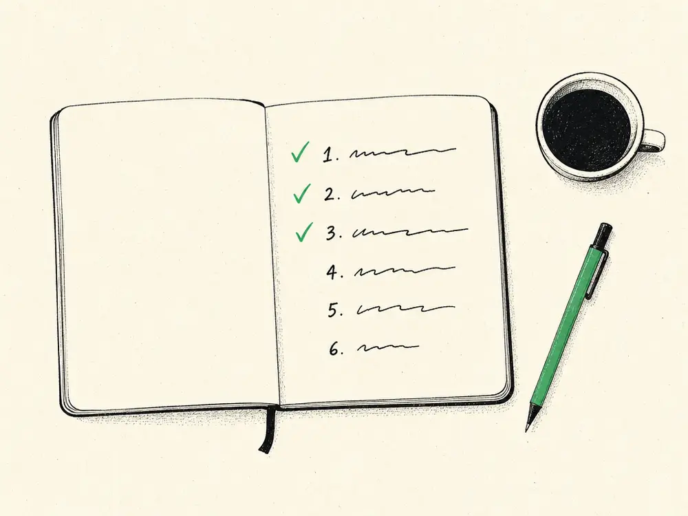 Hand-drawn editorial illustration accompanying the article titled Aesthetic Clinic SEO — The Checklist I Built Across 9 Clinics.