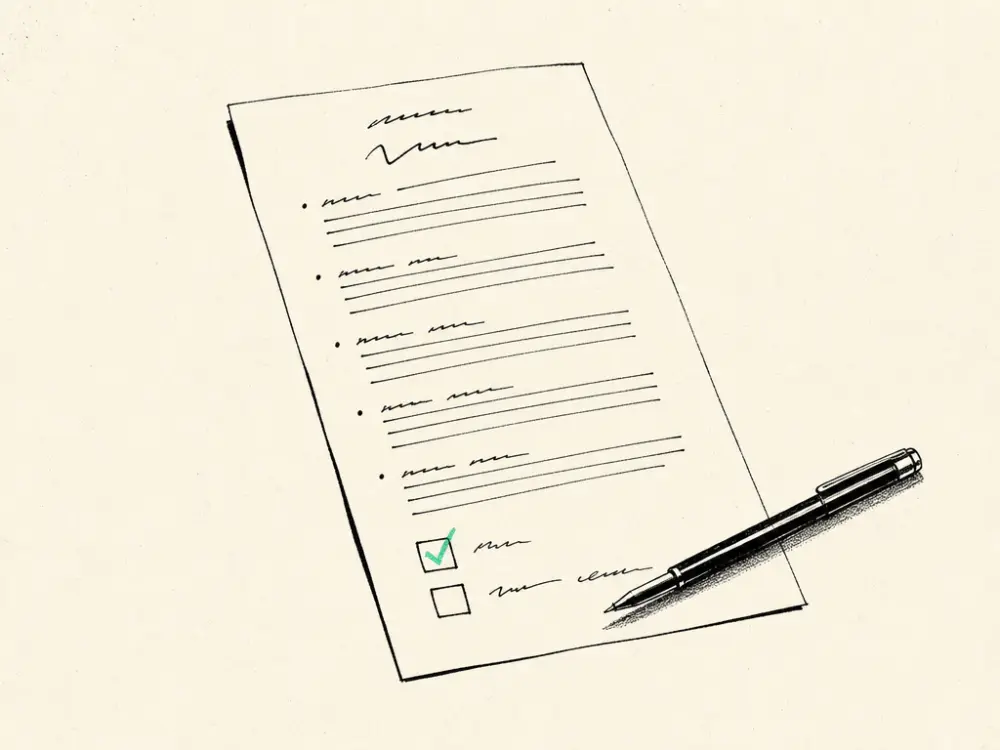 Ink consent form with two tick boxes, the upper one ticked in brand green