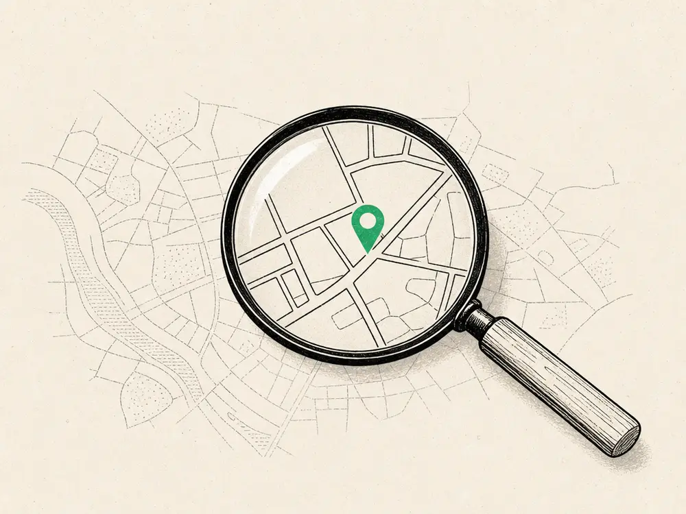 Hand-drawn editorial illustration accompanying the article titled Local SEO for Aesthetic Clinics: Five Signals That Fill Your Diary.