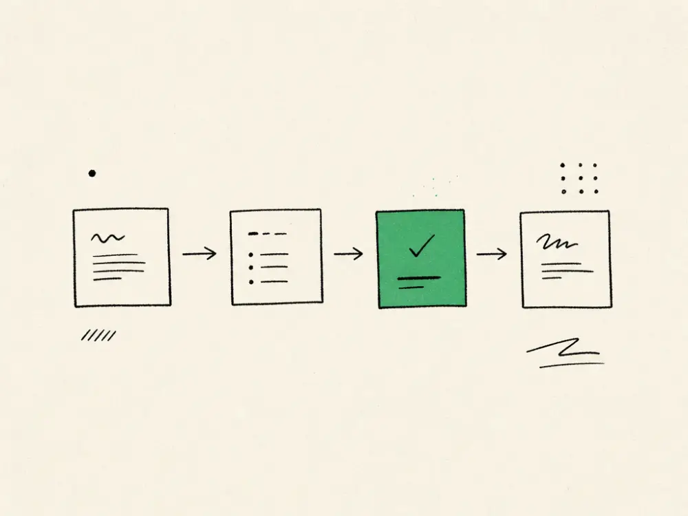 A single-page plan sketch of small boxes and arrows, one box filled green